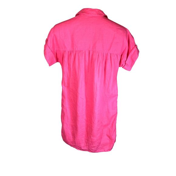 J Crew Baird McNutt Irish Linen Dress Womens XS Pink Button Front Preppy Career - Picture 2 of 5